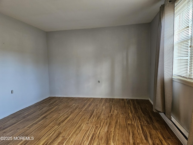 unfurnished room featuring dark wood-style floors