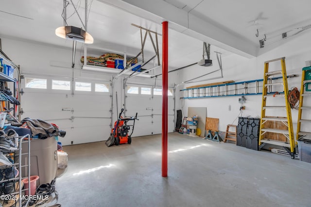 garage with a garage door opener