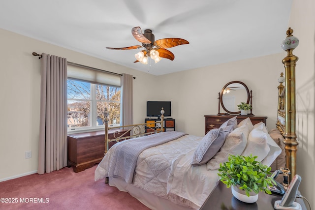 carpeted bedroom with a ceiling fan