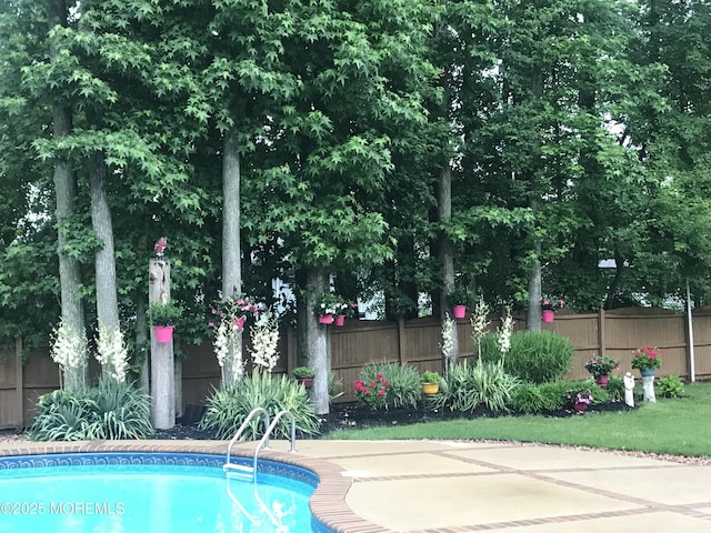 view of pool with a patio area, fence, and a fenced in pool