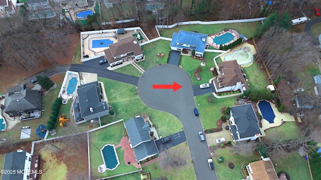 bird's eye view with a residential view