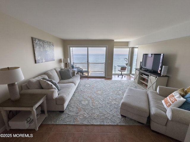 view of tiled living area