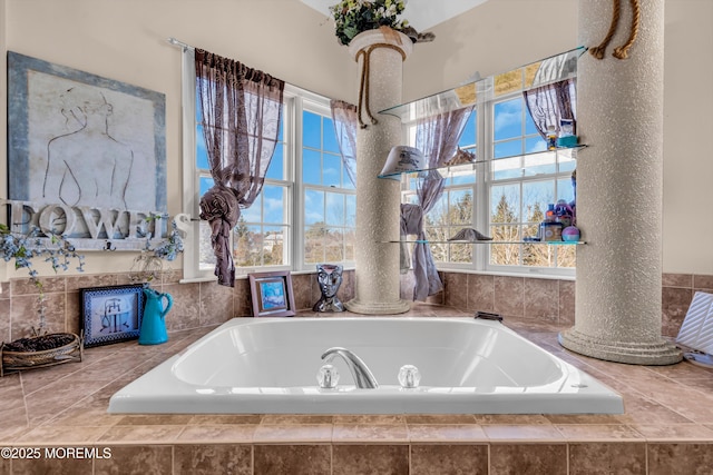 bathroom featuring ornate columns