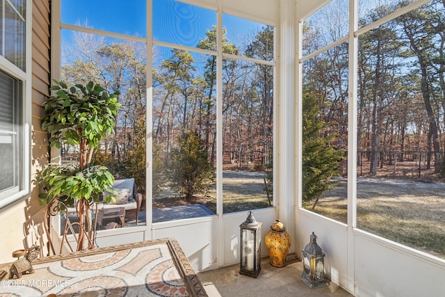 view of unfurnished sunroom