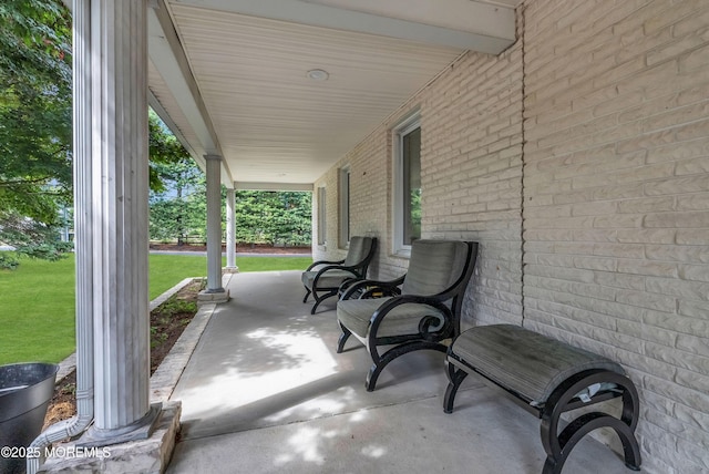 view of patio featuring covered porch