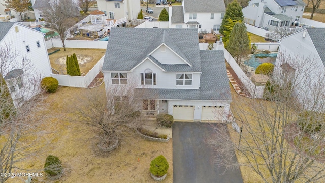 aerial view with a residential view