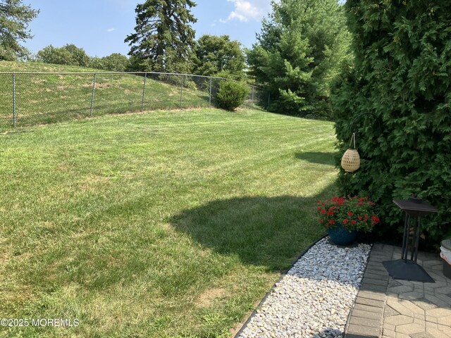 view of yard with a patio and fence