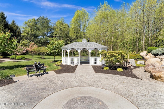 surrounding community featuring a yard and a gazebo