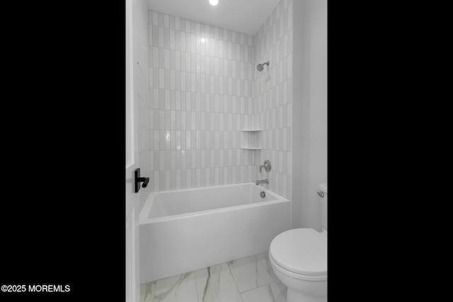 121 Black Point Rd, Rumson, NJ 07760 - bathroom with washtub / shower combination and marble look tiles