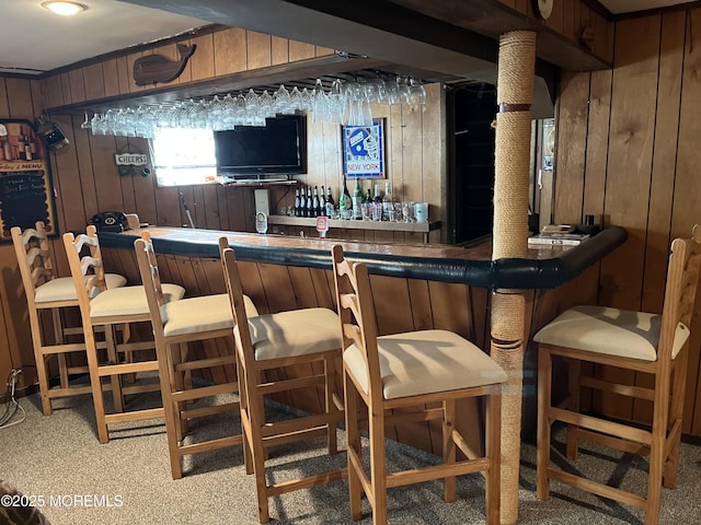 bar with wooden walls and wet bar