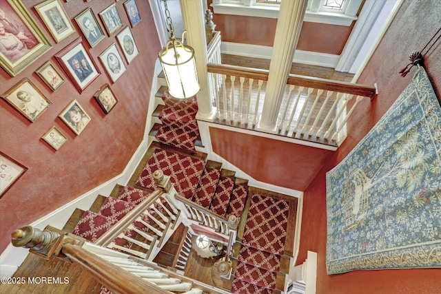 stairway with baseboards