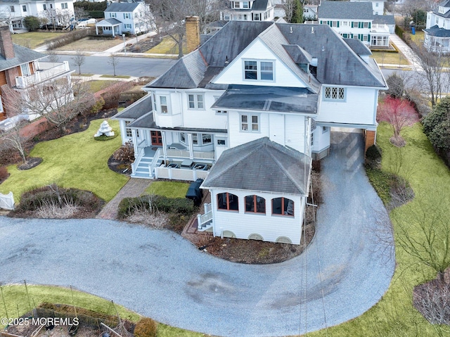 aerial view featuring a residential view