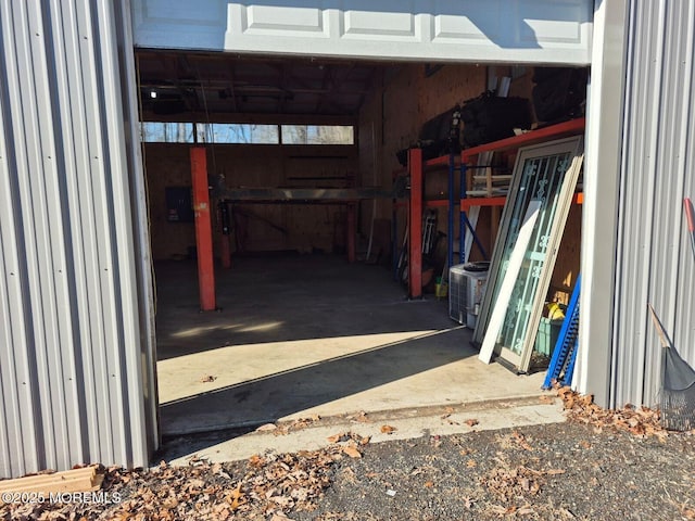 garage featuring central AC unit