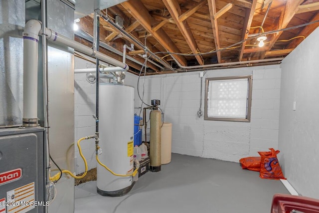 unfinished basement with water heater