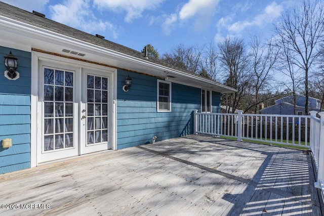 deck featuring french doors