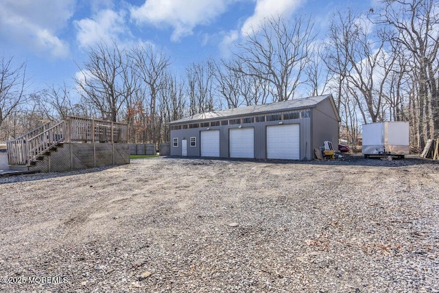 view of detached garage