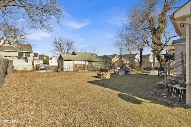 view of yard featuring a residential view and a fenced backyard