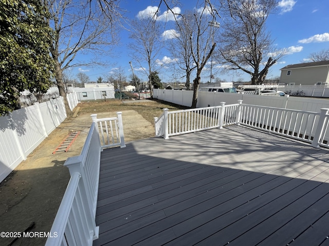 deck featuring a fenced backyard