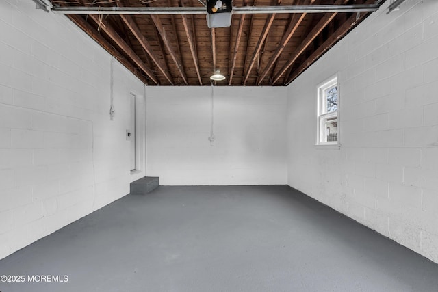 basement with concrete block wall