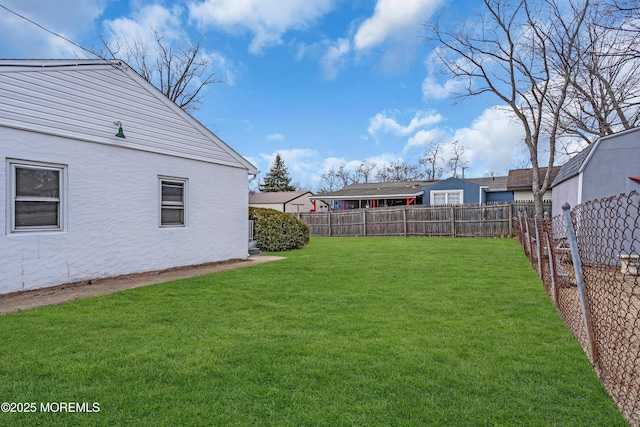 view of yard featuring a fenced backyard