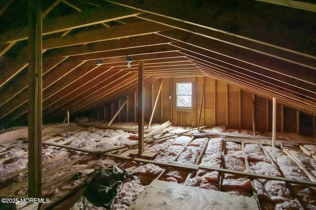 view of unfinished attic