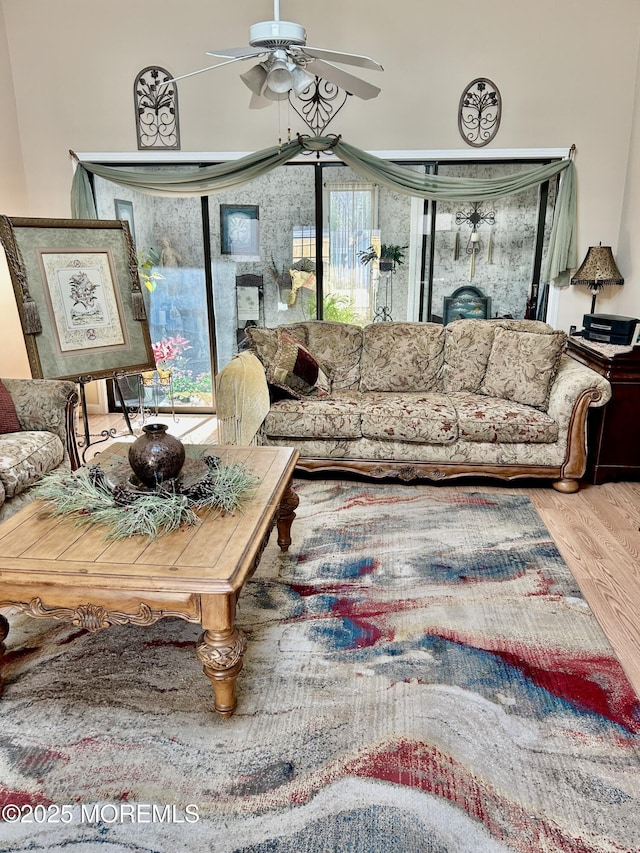 2 Apache Dr, Toms River, NJ 08753 - living room featuring a wealth of natural light, ceiling fan, and wood finished floors