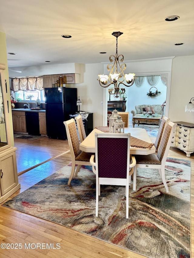 2 Apache Dr, Toms River, NJ 08753 - dining area with a notable chandelier, recessed lighting, and hardwood / wood-style flooring