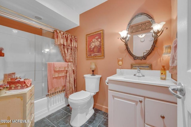 2 Apache Dr, Toms River, NJ 08753 - full bath featuring shower / tub combo with curtain, toilet, tile patterned flooring, and vanity