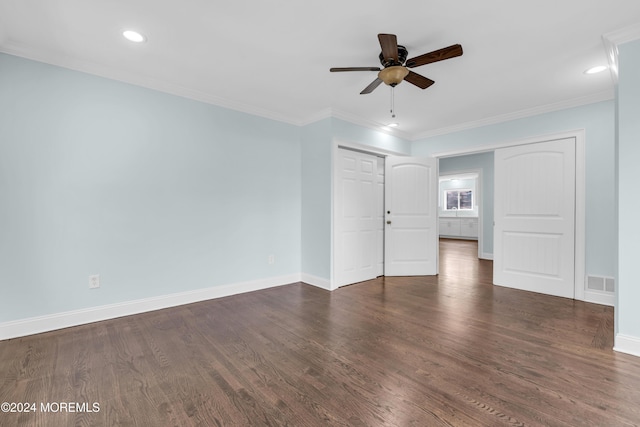138 Summit Ave, Neptune City, NJ 07753 - interior space with ornamental molding, recessed lighting, baseboards, visible vents, and dark wood-style floors