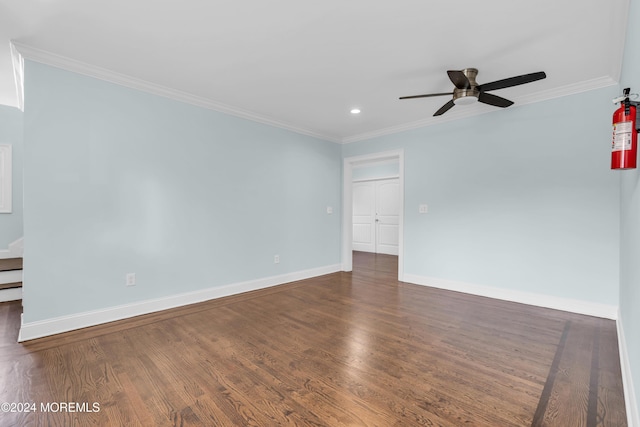 138 Summit Ave, Neptune City, NJ 07753 - spare room with baseboards, ornamental molding, ceiling fan, and wood finished floors