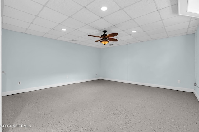 138 Summit Ave, Neptune City, NJ 07753 - spare room featuring baseboards, a ceiling fan, recessed lighting, and speckled floor