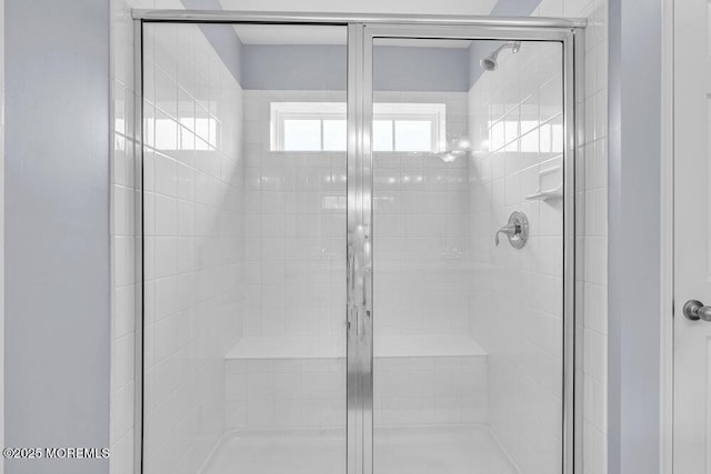 bathroom featuring a stall shower