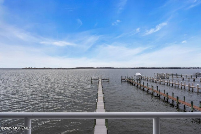 dock area featuring a water view