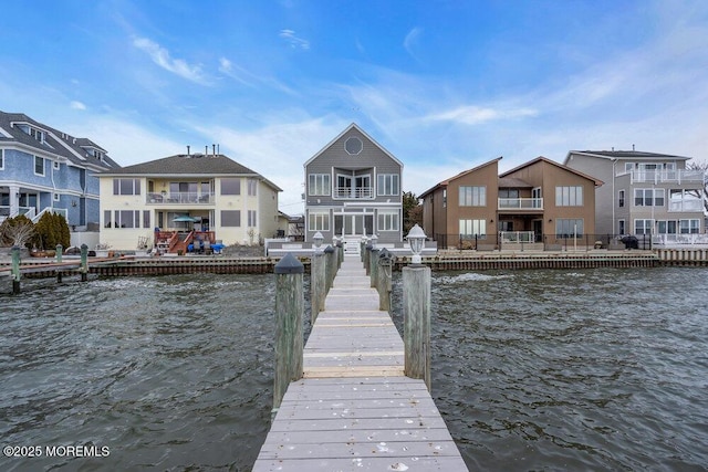 view of dock featuring a water view