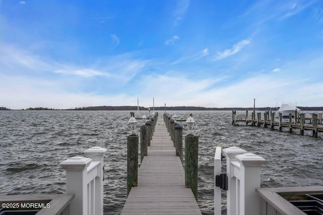 view of dock featuring a water view