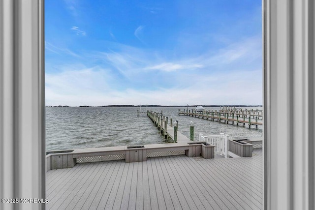 view of dock featuring a water view