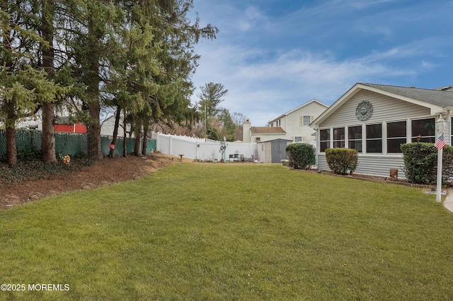 view of yard featuring a fenced backyard