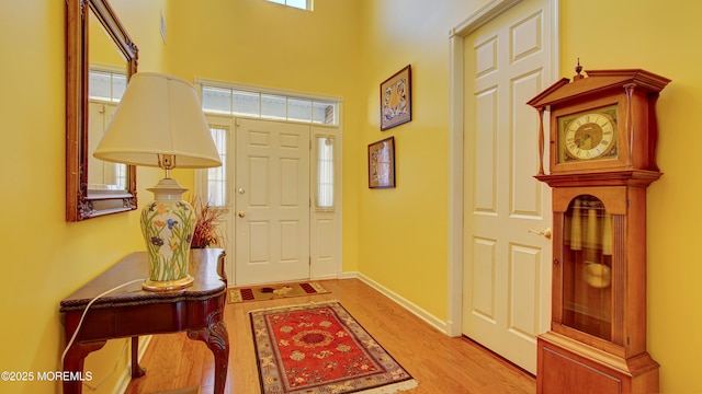 entrance foyer featuring wood finished floors and baseboards