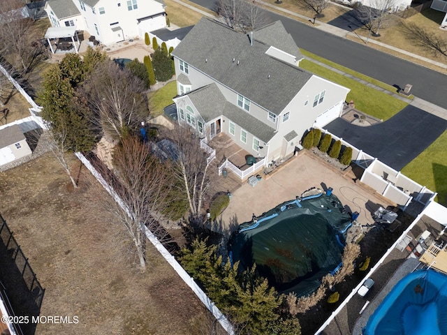 bird's eye view with a residential view