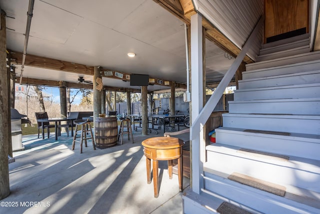 interior space with outdoor dining area