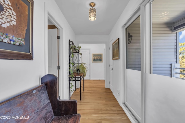 hall featuring light wood-style flooring