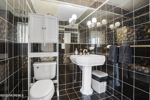 1759 Todd Rd, Toms River, NJ 08755 - half bathroom featuring tile walls, toilet, and tile patterned flooring