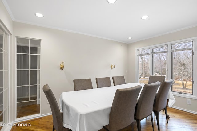 1759 Todd Rd, Toms River, NJ 08755 - dining space featuring plenty of natural light, wood finished floors, crown molding, recessed lighting, and baseboards