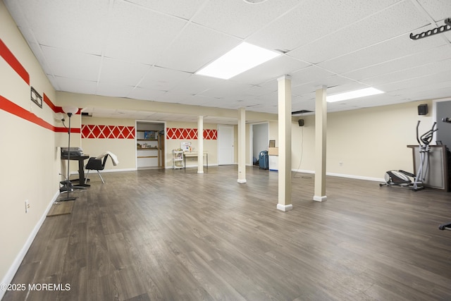 1759 Todd Rd, Toms River, NJ 08755 - exercise room featuring wood finished floors, a paneled ceiling, and baseboards