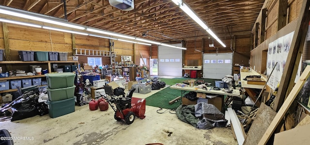garage with a garage door opener