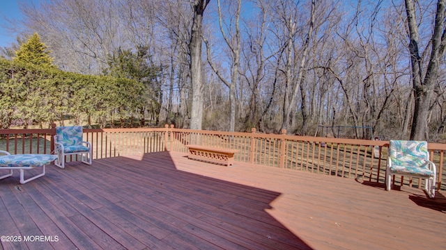 deck with a view of trees