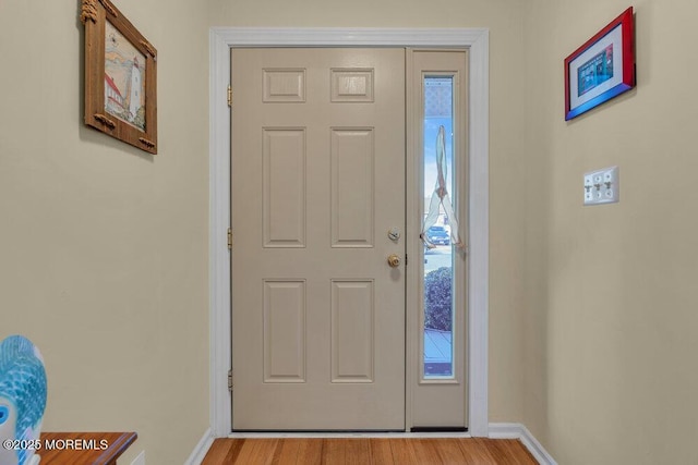 entrance foyer featuring baseboards and wood finished floors