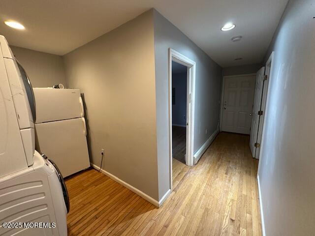 32 Cooper Ave, West Long Branch, NJ 07764 - hallway featuring baseboards, recessed lighting, and light wood-style flooring