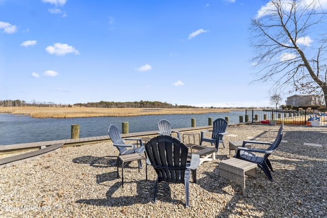 45 Royal Dr, Brick, NJ 08723 - dock area featuring a water view and an outdoor fire pit