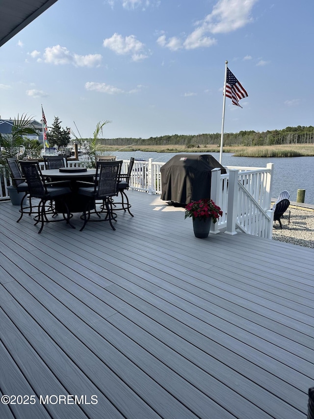 45 Royal Dr, Brick, NJ 08723 - deck with a water view, a grill, and outdoor dining area